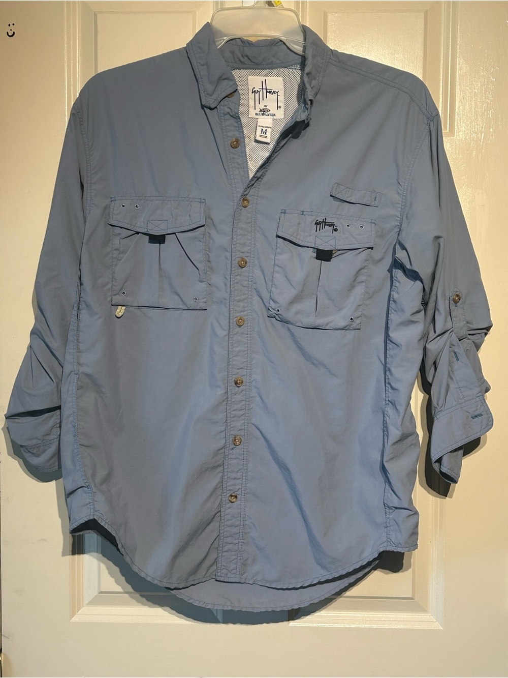 Guy Harvey Aftco Bluewater Embroidered Fishing Shirt Long Sleeve Vented Mens M